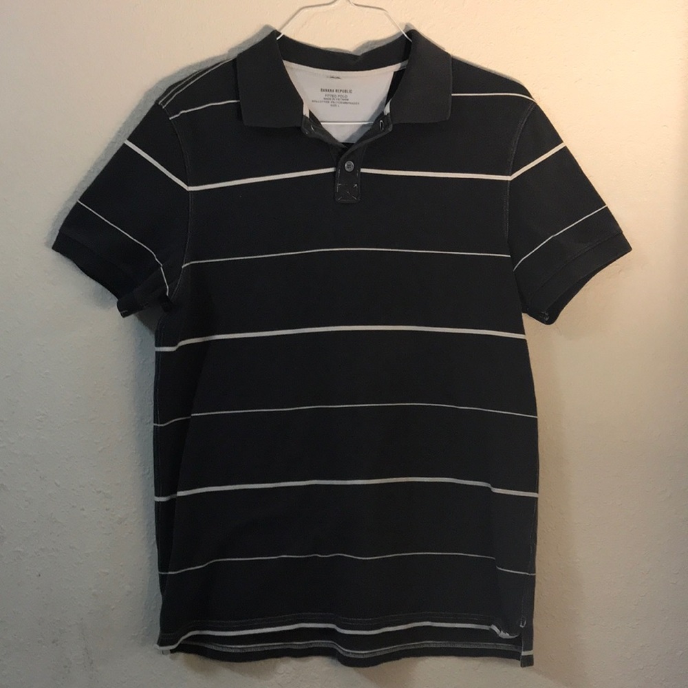 Black Striped Banana Republic Polo Large